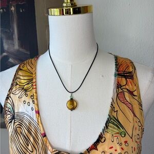 Vintage Handcrafted Filled Glass Bead Pendant Necklace